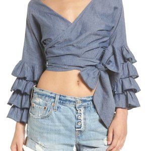 SOLD Tularosa tie Top with ruffled sleeves